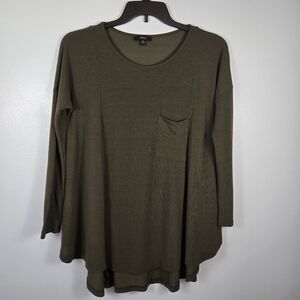 Very J Army Olive Green Stretch Long Sleeve Tunic T-Shirt Top Size Small